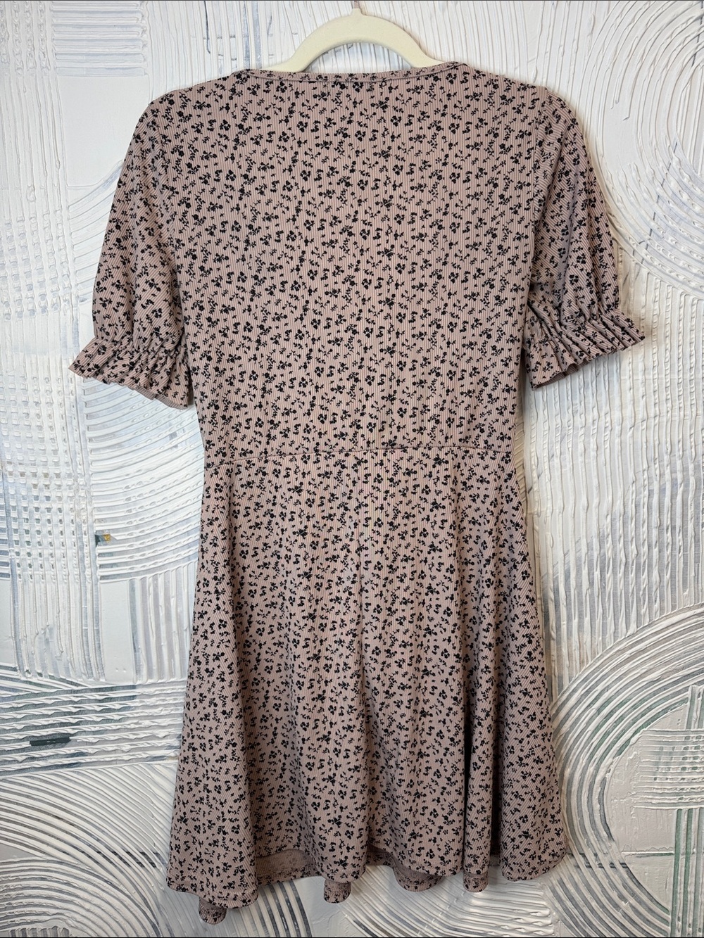 Nasty Gal Mauve Pink Floral Ruched Tie-Front Mini Dress N0582 - Picture 6 of 8